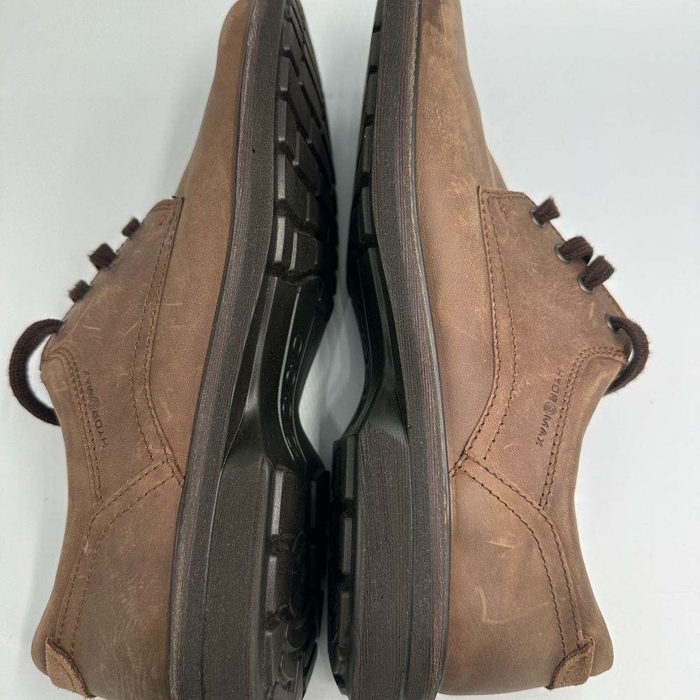 ECCO Shoes Mens Size 12-12.5 / EU 46 Leather Brown Lace-Up Derby Dress Shoe Heel - Picture 6 of 11